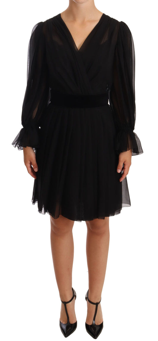 Vestido mini elegante de mezcla de seda con escote en V de Dolce & Gabbana