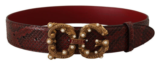 Cinturón de piel de pitón exótica de Dolce & Gabbana con hebilla de latón vintage