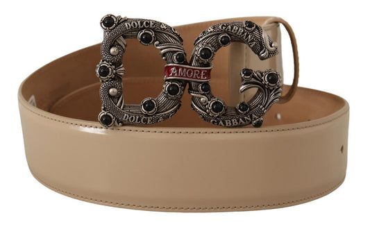 Cinturón con adornos de perlas y logotipo de latón vintage de Dolce & Gabbana