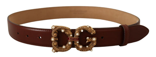 Cinturón elegante Amore de piel adornado con perlas de Dolce & Gabbana