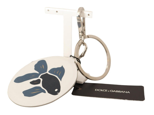 Llavero de cuero blanco elegante de Dolce & Gabbana