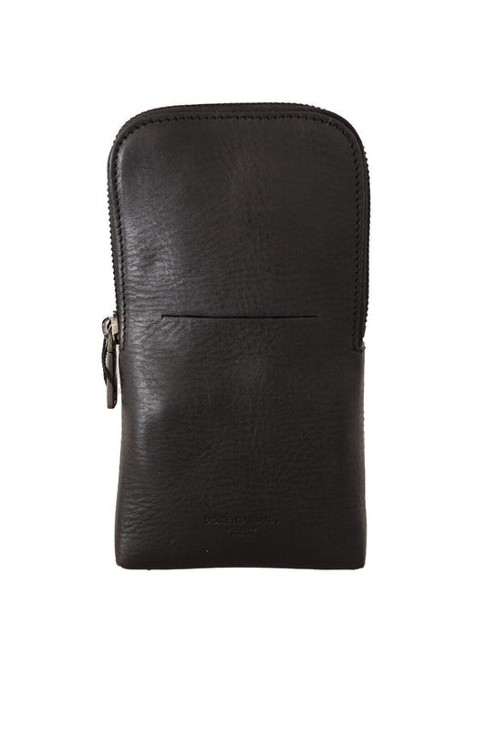 Elegante kit multiusos de cuero negro con doble correa de Dolce & Gabbana