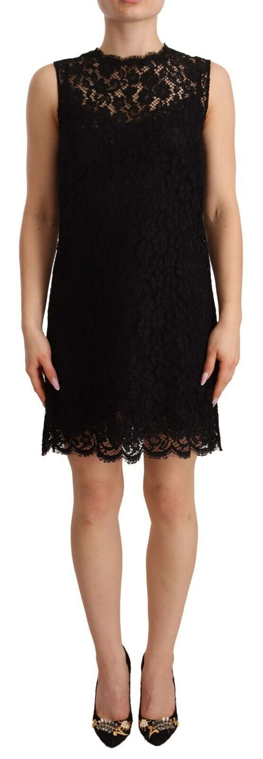 Vestido tubo elegante de encaje floral en color negro de Dolce & Gabbana