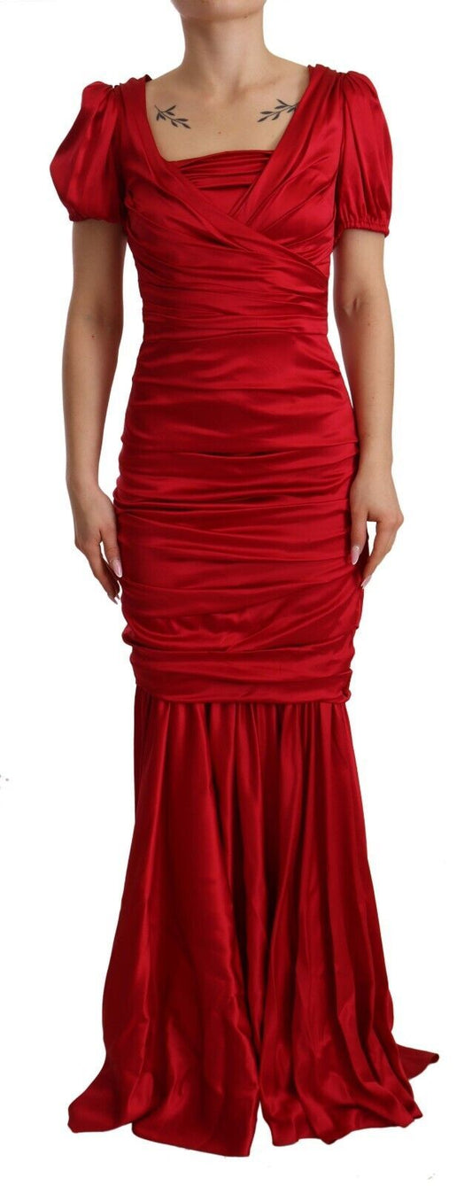 Vestido elegante de sirena de seda elástica roja de Dolce & Gabbana
