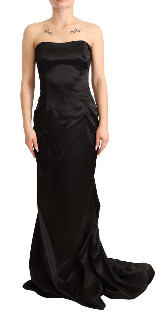 Vestido elegante de sirena sin tirantes negro de Dolce & Gabbana