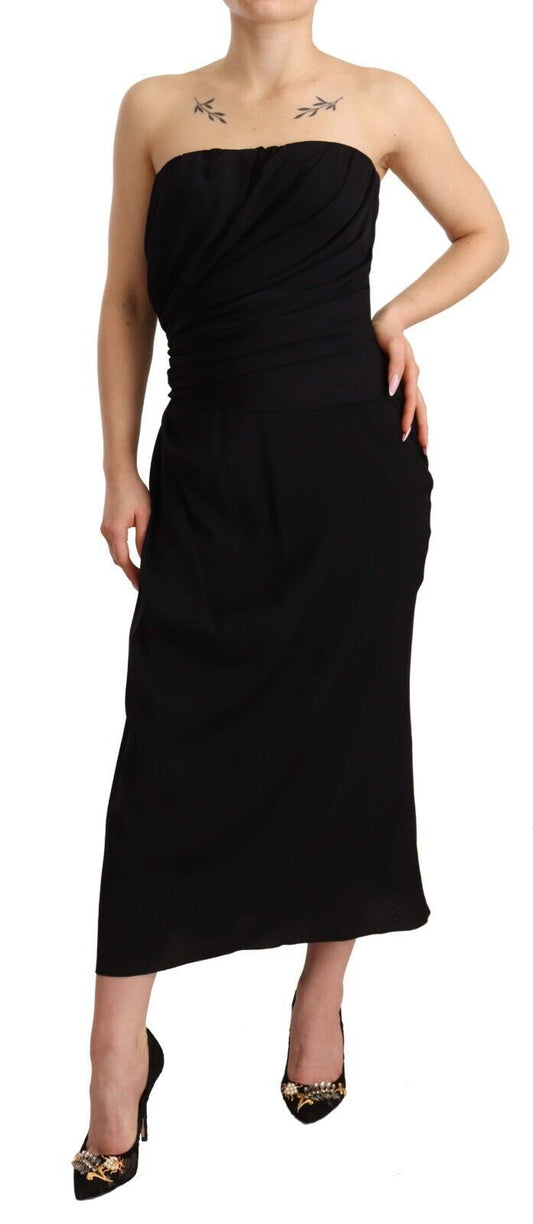 Vestido midi elegante de seda sin tirantes de Dolce & Gabbana