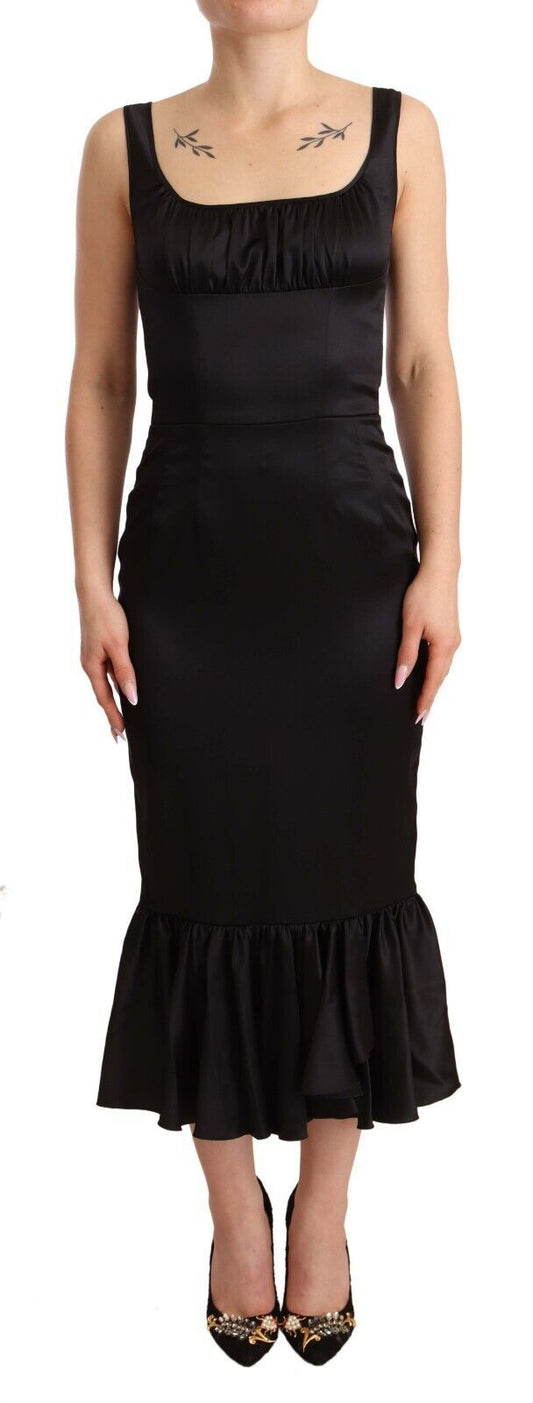 Vestido tubo elegante de seda negra de Dolce & Gabbana a media pierna