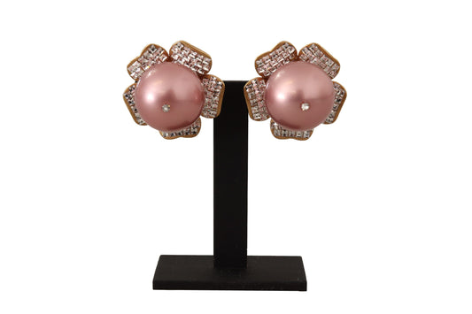Elegantes pendientes de clip con perlas de cristal y diseño floral de Dolce & Gabbana