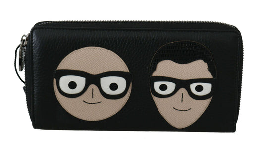 Elegante cartera continental de piel negra de Dolce & Gabbana