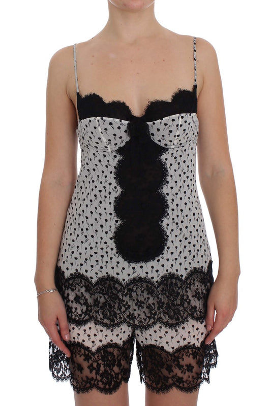 Camisola elegante de seda con encaje floral de Dolce & Gabbana