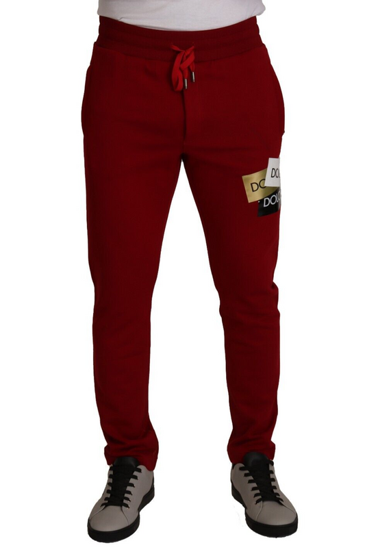 Pantalones deportivos elegantes de color rojo con cierre de cordón de Dolce & Gabbana