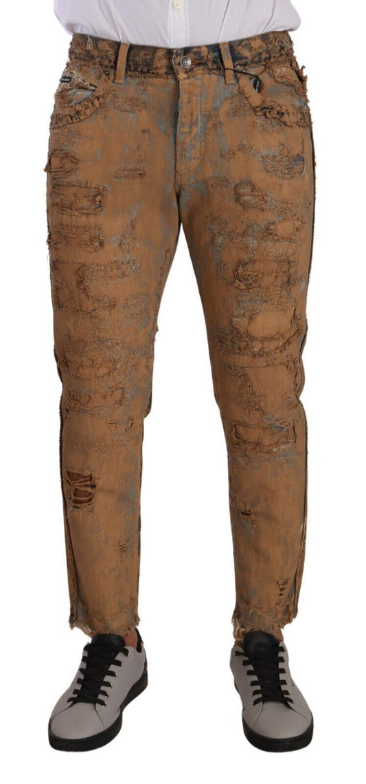 Pantalones clásicos de mezclilla desgastada auténticos de Dolce & Gabbana