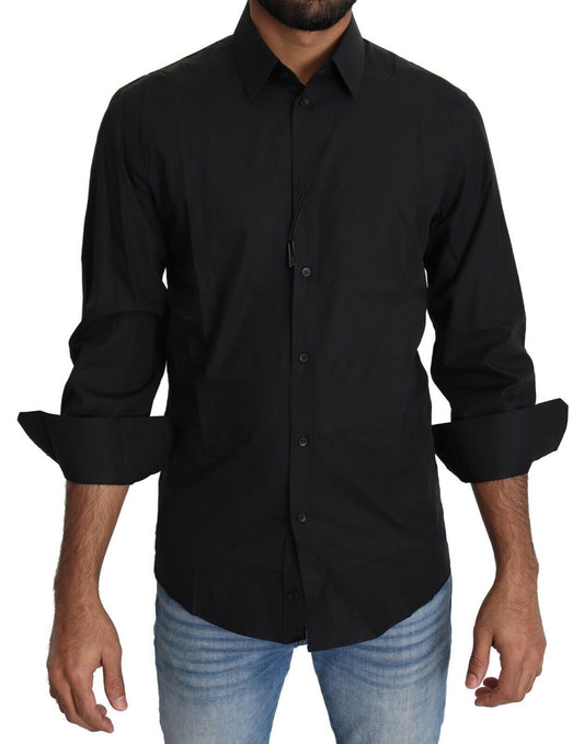 Camisa de vestir elegante de corte entallado en color negro de Dolce & Gabbana