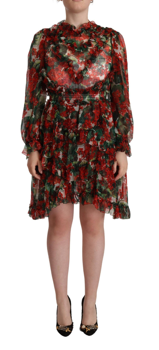 Vestido mini de seda con estampado floral y escote hasta la rodilla de Dolce & Gabbana