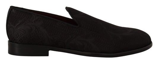 Pantuflas de brocado con flores negras de Dolce & Gabbana