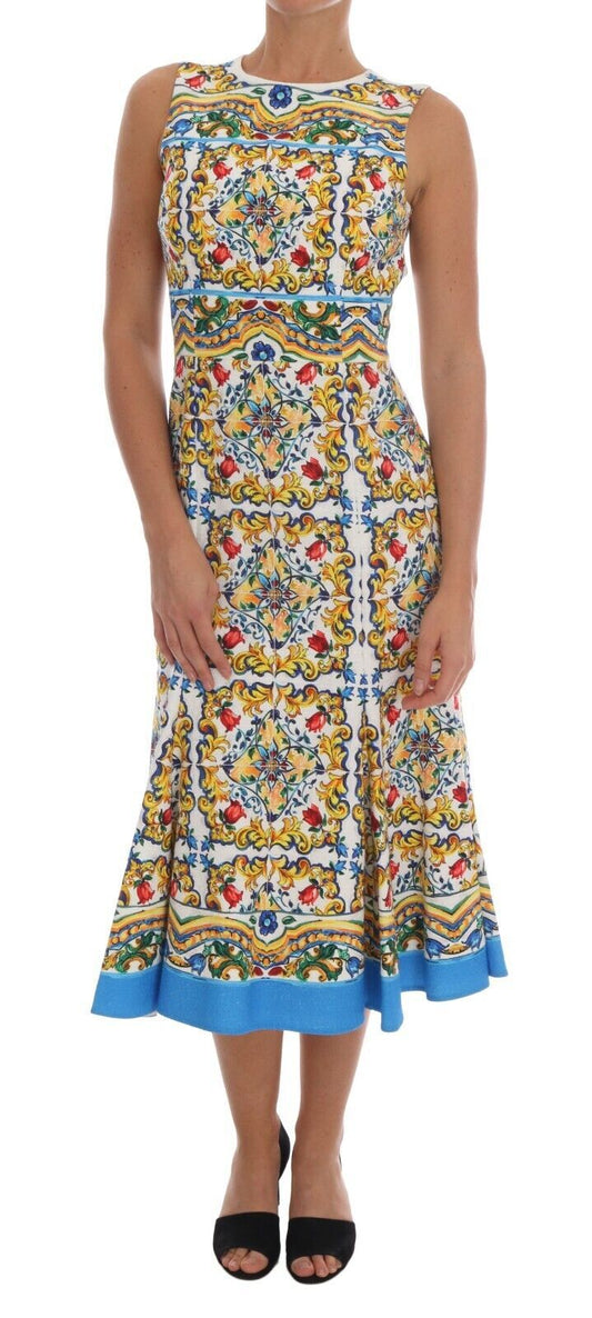 Vestido tubo midi con estampado mayólica de Dolce & Gabbana