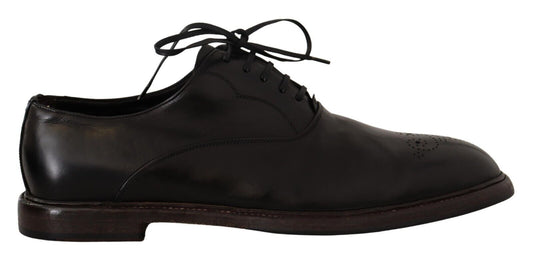 Zapatos formales Derby elegantes de cuero negro de Dolce & Gabbana