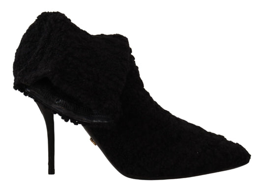 Botas elegantes de viscosa de media caña negras de Dolce & Gabbana