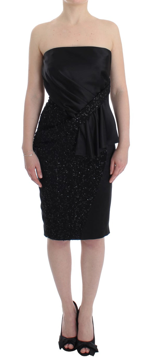 Vestido negro elegante sin tirantes de Masha Ma