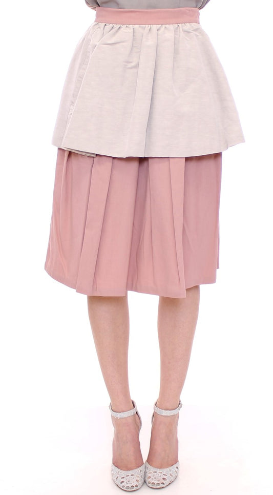 Falda plisada elegante hasta la rodilla en rosa y gris Comeforbreakfast