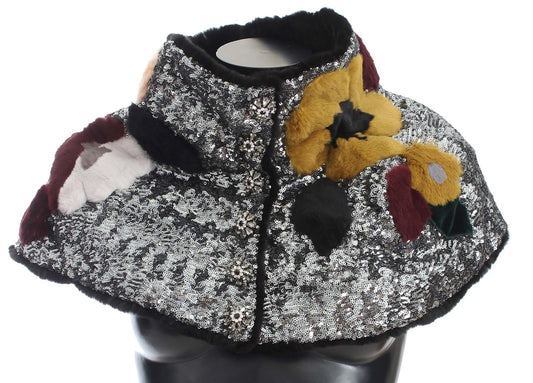 Bufanda elegante de piel con lentejuelas y flores de Dolce & Gabbana