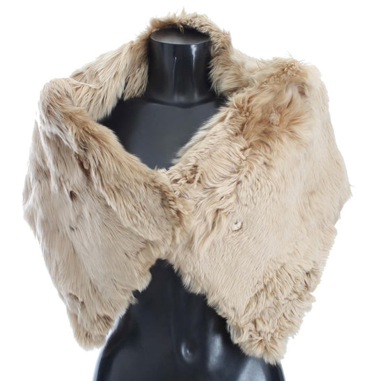 Elegante chal de piel de alpaca en color beige de Dolce & Gabbana