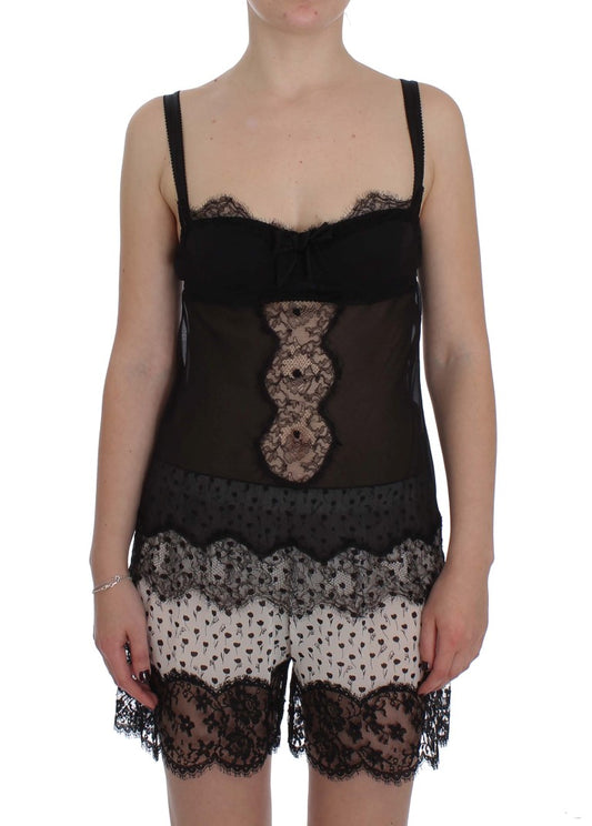 Camisola babydoll elegante de encaje floral y seda de Dolce & Gabbana