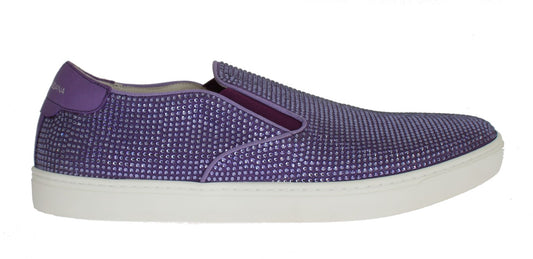 Zapatillas elegantes de moda con strass en color morado de Dolce & Gabbana