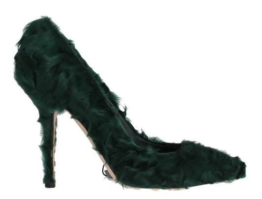 Elegantes zapatos de salón de piel Xiangao de color verde de Dolce & Gabbana