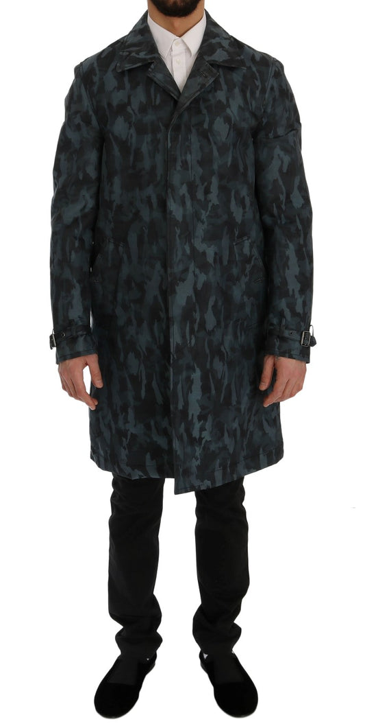 Gabardina elegante de camuflaje azul de Dolce & Gabbana