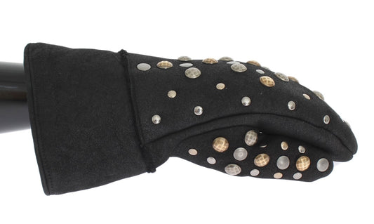 Guantes elegantes de lana gris con tachuelas de Dolce & Gabbana