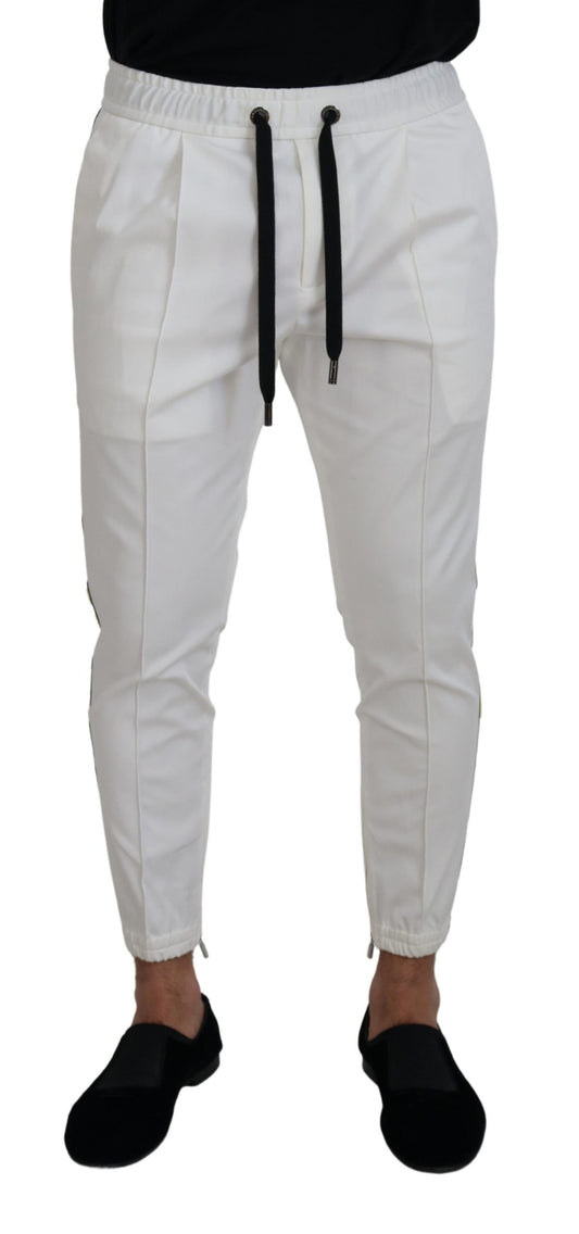 Pantalones deportivos elegantes de algodón blanco de Dolce & Gabbana