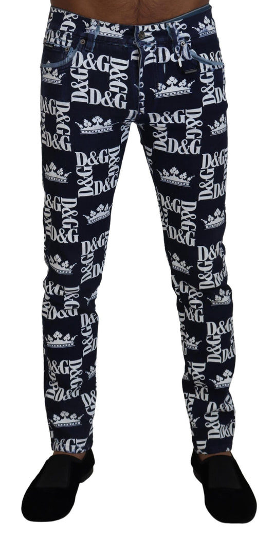 Pantalones vaqueros con estampado de corona elegante de Dolce & Gabbana