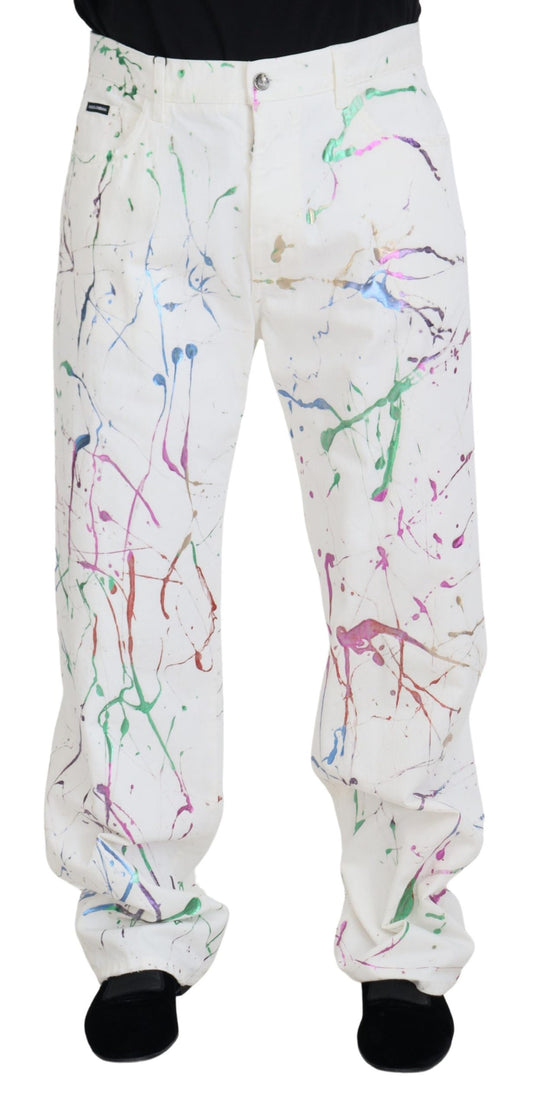 Pantalones vaqueros con estampado elegante de salpicaduras blancas de Dolce & Gabbana