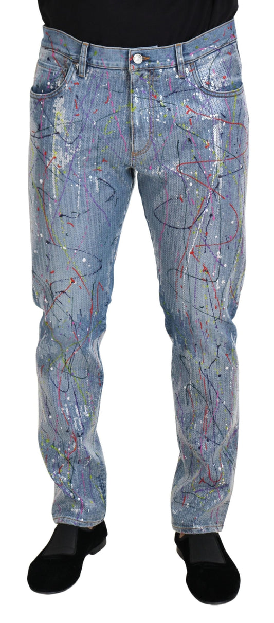 Pantalones vaqueros con salpicaduras de color exquisitos de Dolce & Gabbana