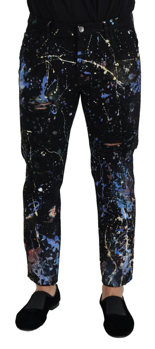 Pantalones vaqueros con estampado de salpicaduras de color exquisito de Dolce & Gabbana
