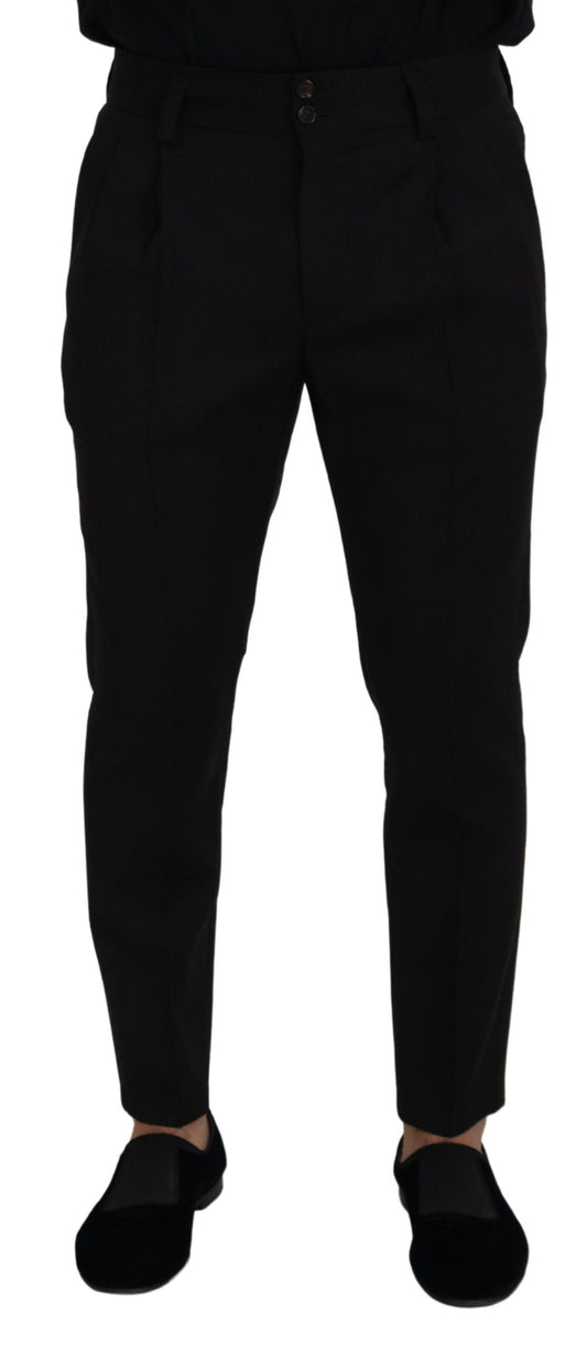 Pantalones elegantes de lana virgen negra de Dolce & Gabbana
