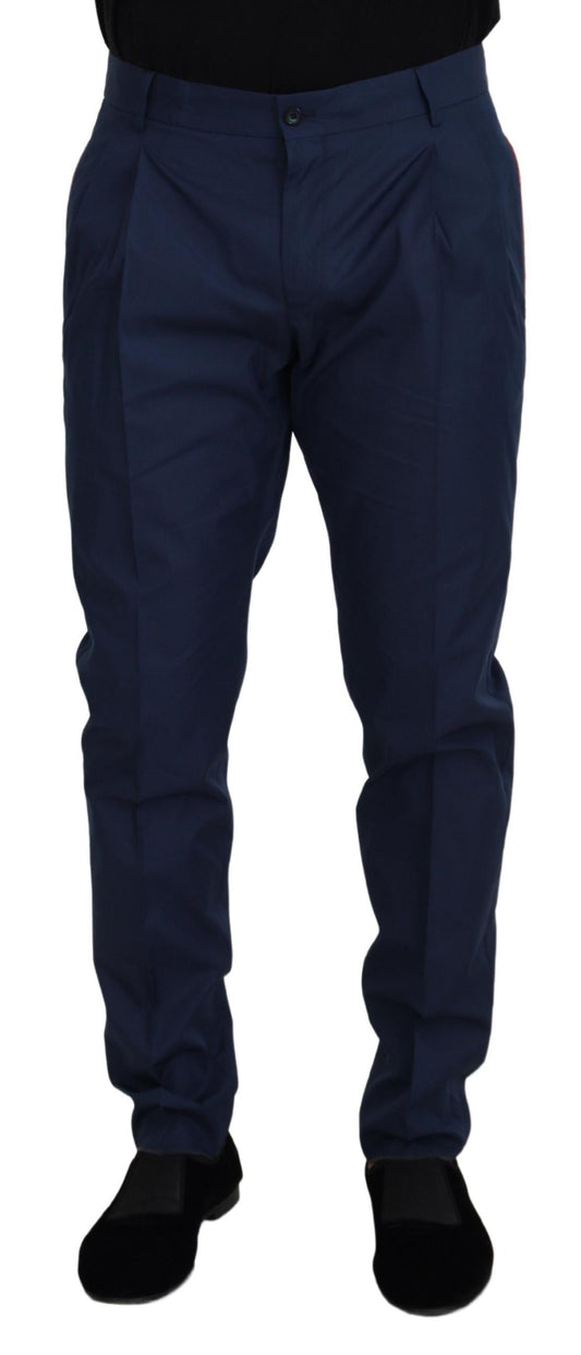 Pantalones elegantes de algodón y seda azul de Dolce & Gabbana