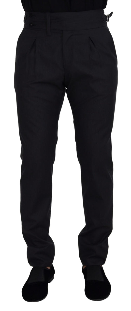 Pantalones elegantes de seda y lana en gris oscuro de Dolce & Gabbana
