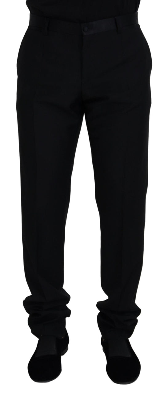 Pantalones elegantes de mezcla de lana virgen negra de Dolce & Gabbana