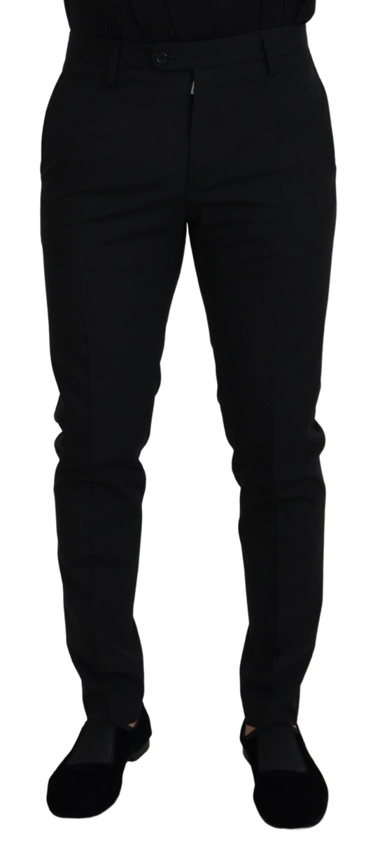 Pantalones elegantes de mezcla de lana negra de Dolce & Gabbana