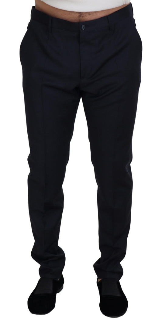 Pantalones elegantes de mezcla de lana azul de Dolce & Gabbana