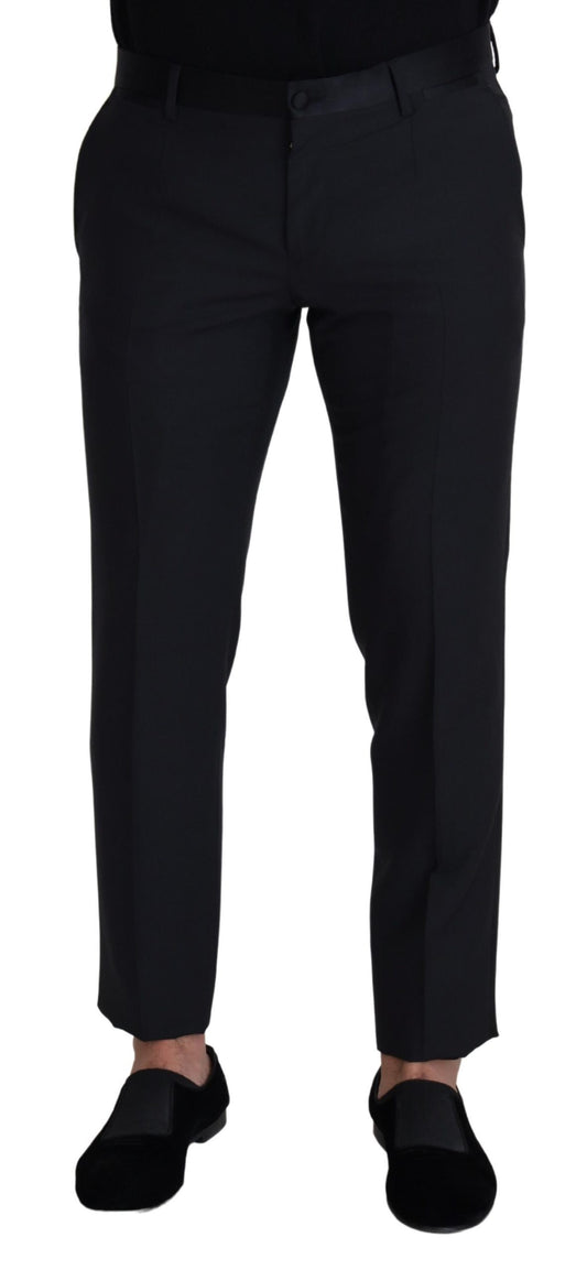 Pantalones elegantes de mezcla de lana negra de Dolce & Gabbana