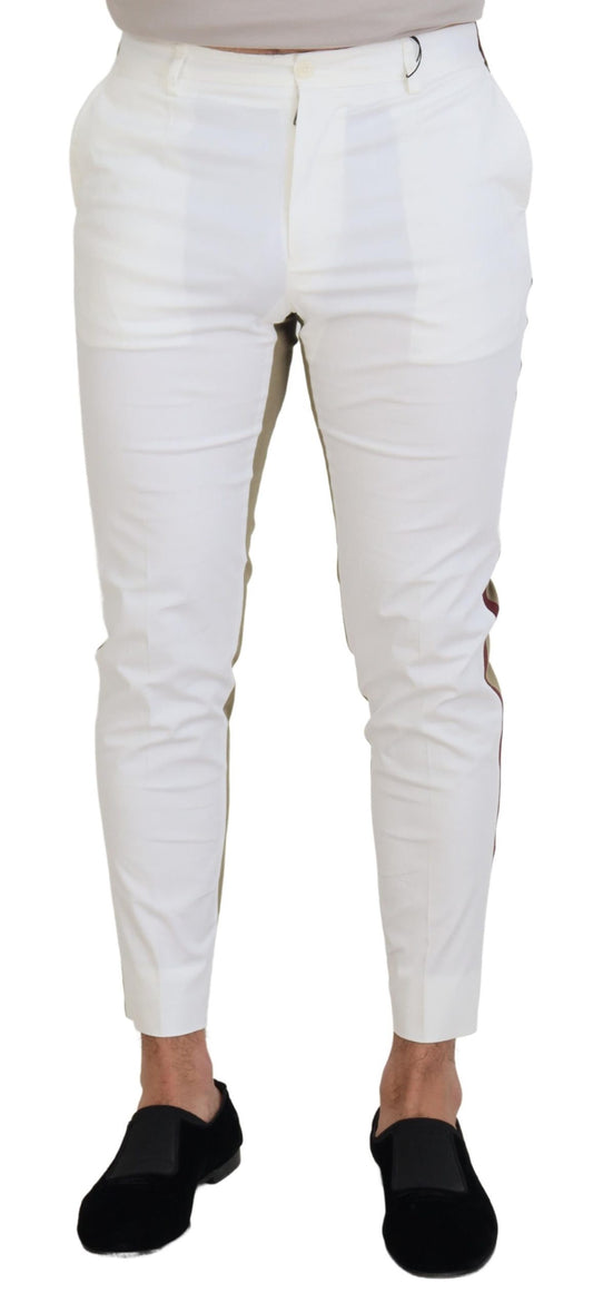 Pantalones elegantes de algodón en dos tonos blanco y marrón de Dolce & Gabbana