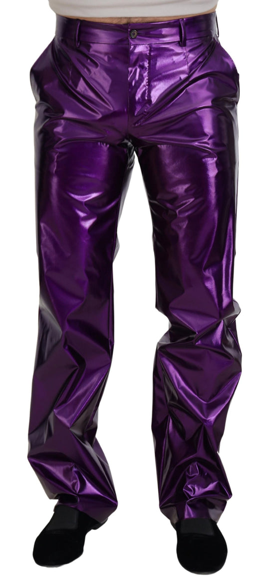 Pantalones rectos elegantes en morado brillante de Dolce & Gabbana