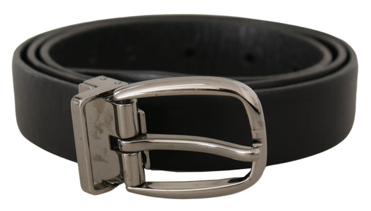 Cinturón elegante de piel negra de diseñador de Dolce & Gabbana