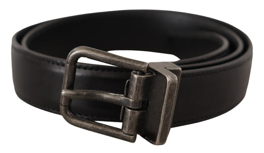 Cinturón elegante de piel negra con hebilla de metal de Dolce & Gabbana