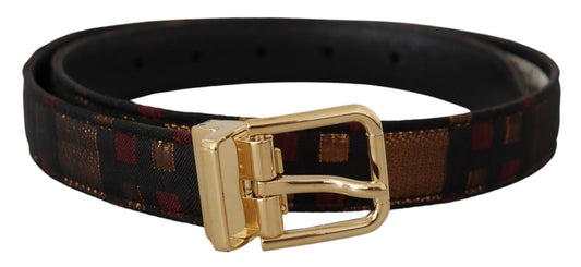 Cinturón de piel multicolor con hebilla dorada de Dolce & Gabbana