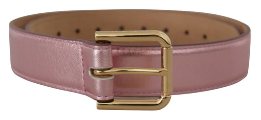 Cinturón elegante de piel rosa metalizada de Dolce & Gabbana