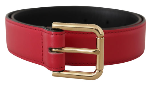 Cinturón elegante de piel roja con hebilla dorada de Dolce & Gabbana